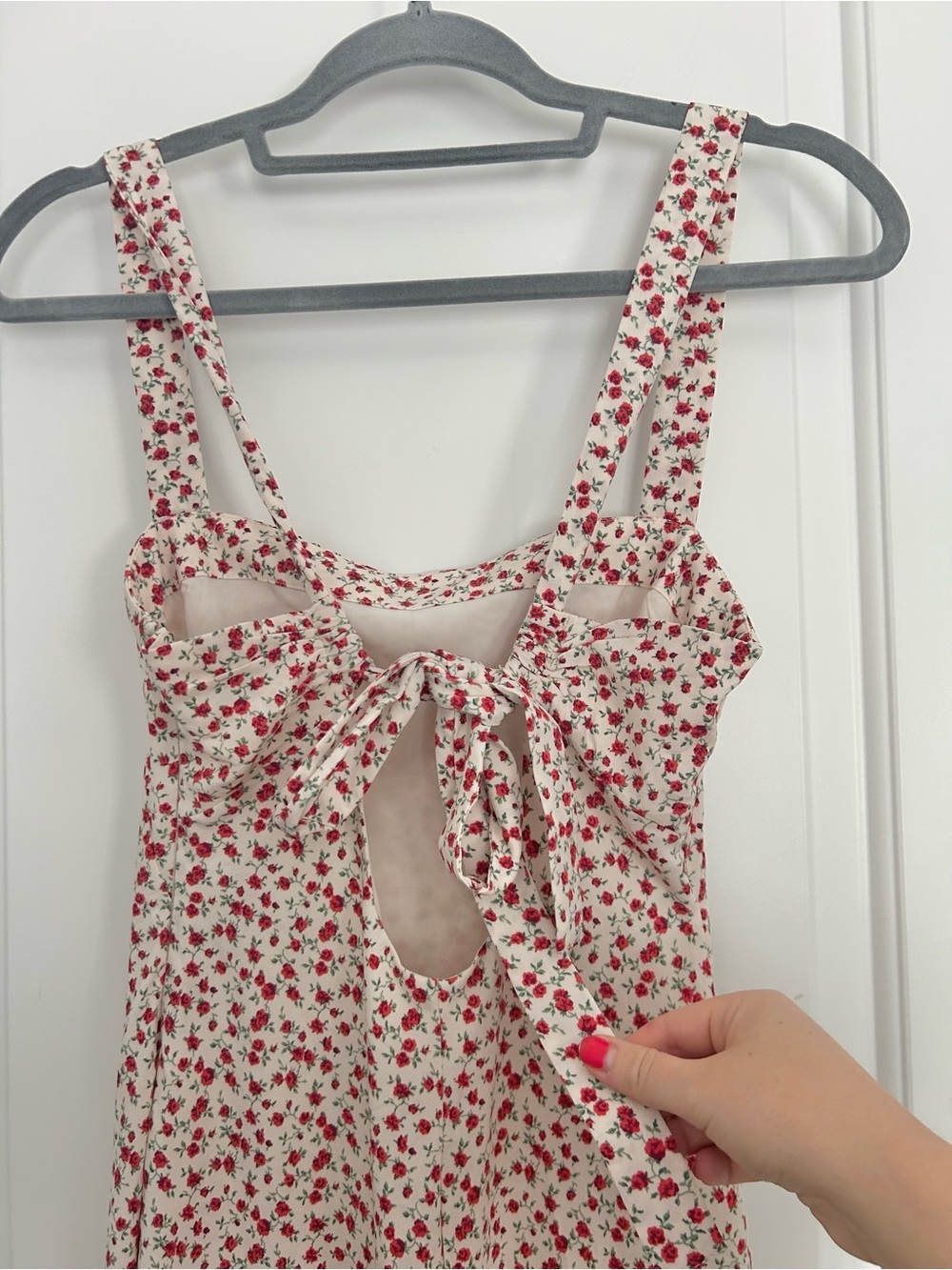 Abercrombie Cream White Rose Floral Print Midi Dress Size XSmall Petite - Picture 7 of 7